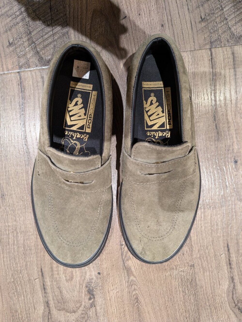 Vans Olive Green Suede Penny Loafers - Picture 3 of 7